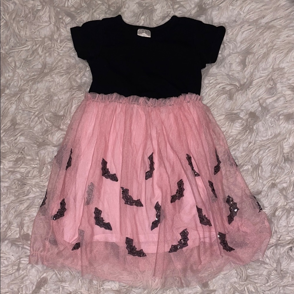 Sweet Wink Black and Pink Dress with Bat Design